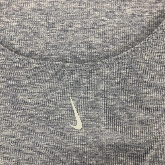 Nike Light Grey  Blue Yoga Ruched scoop neck Tank Top low back LG - Picture 7 of 15